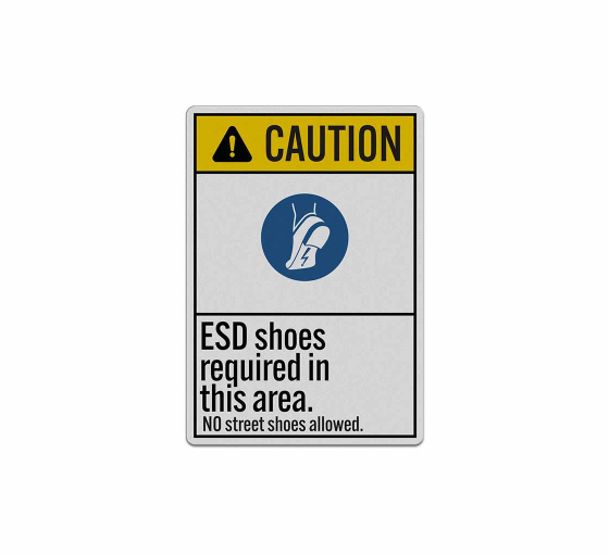 ANSI ESD Shoes Required In This Area Decal (Reflective)