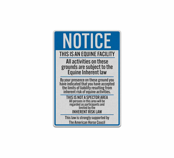 Notice This Is An Equine Facility Decal (Reflective)