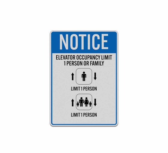 Elevator Occupancy Limit 1 Person Decal (Reflective)