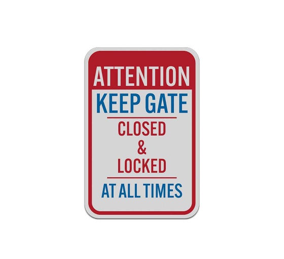 thumbnail interactive-video image 1 of Afterprints Aluminum Sign - 'Notice: Keep Gate Closed And Locked' - 7x10 Inch (Approx) Metal Warning Sign 1 of 1