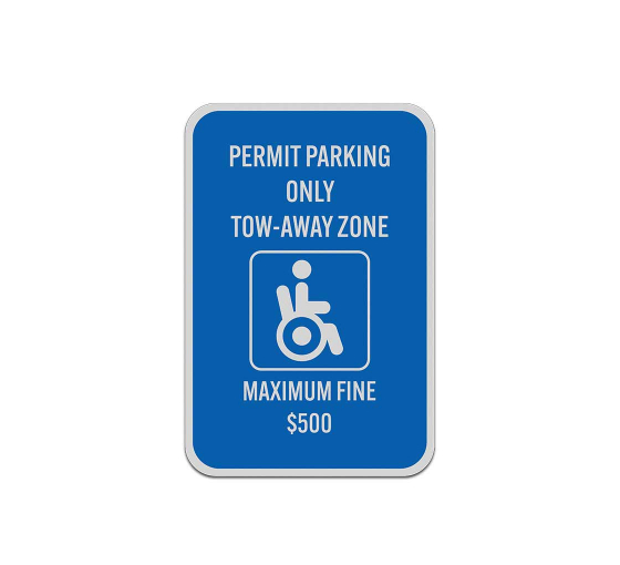 ADA Permit Parking Only Aluminum Sign (Reflective)
