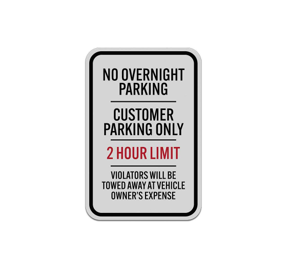 No Overnight Parking Aluminum Sign (Reflective)