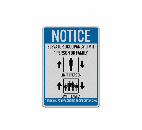 Elevator Social Distancing Aluminum Sign (Reflective)