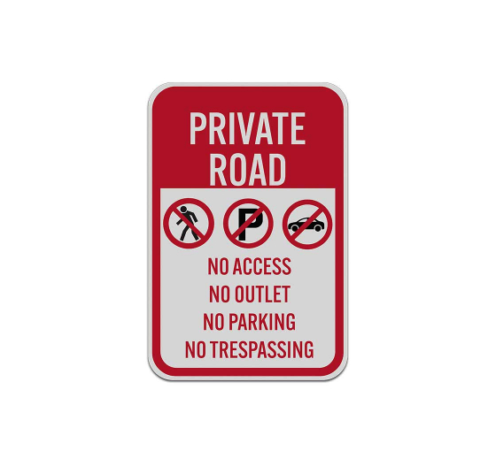 Private Road No Access Aluminum Sign (Reflective)