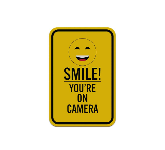Smile You Are On Camera With Symbol Aluminum Sign (Reflective)