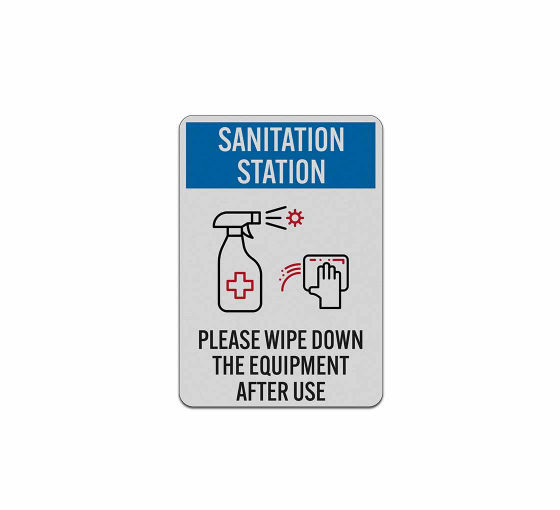 Social Distancing Sanitization Station Aluminum Sign (Reflective)