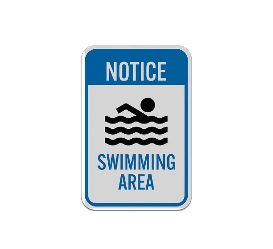 Notice Swimming Area Aluminum Sign (Reflective)
