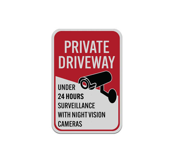 Private Driveway Under Surveillance Aluminum Sign (Reflective)