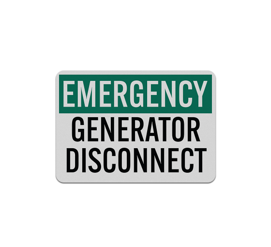 OSHA Emergency Generator Disconnect Aluminum Sign (Reflective)