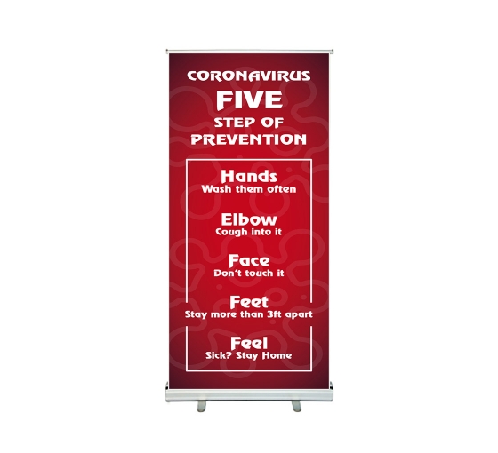 Coronavirus Five Steps of Prevention Roll Up Banner Stands