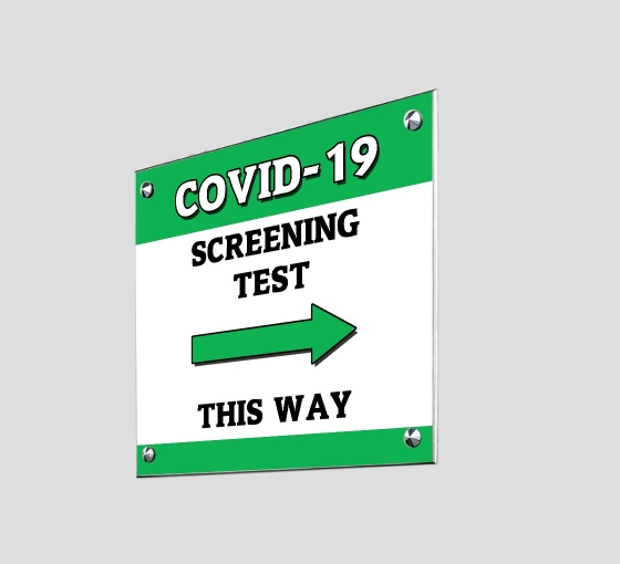 Covid-19 Screening This Way Acrylic Signs