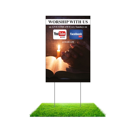 WorsHIP With Us On Livestream Yard Signs (Non Reflective)