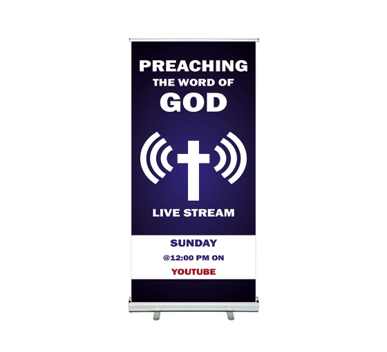Preaching The Word Of God Live Stream Roll Up Banner Stands