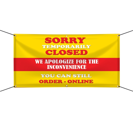 Sorry Temporarily Closed Order Online Vinyl Banners
