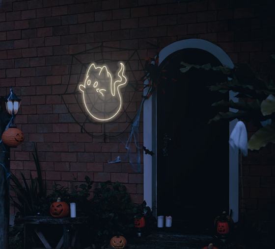 Ghost Cat Neon Sign