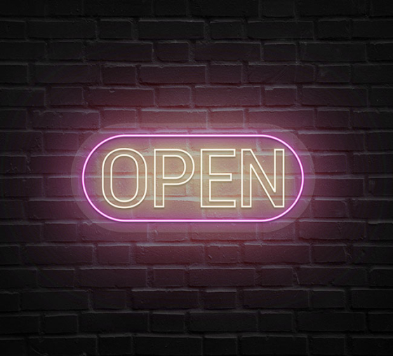 Open Business Logo Neon Sign
