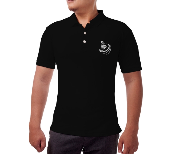 Black Cotton Polo Shirt - Embroidered