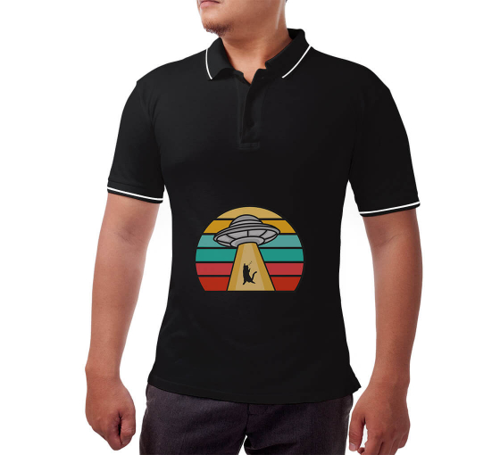 Men's Black Polo Shirt - Printed