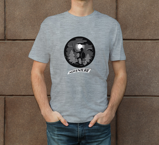 Men's Grey Printed T-Shirt - Crew Neck