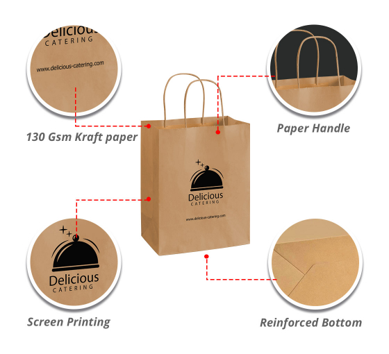 Custom Kraft Paper Shopping Bags (Printed) Online at Best Prices
