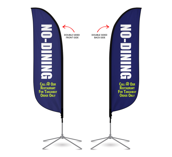 Pre-Printed No Dining Order Online Feather Flag