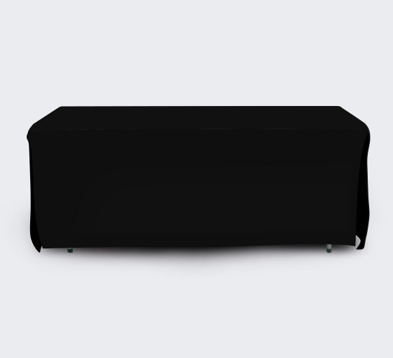 8' Open Corner Table Covers - Black - 4 Sided