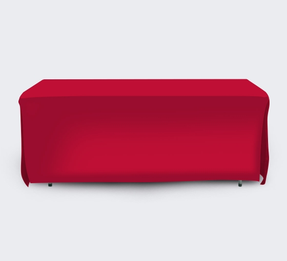 8' Open Corner Table Covers - Red - 4 Sided