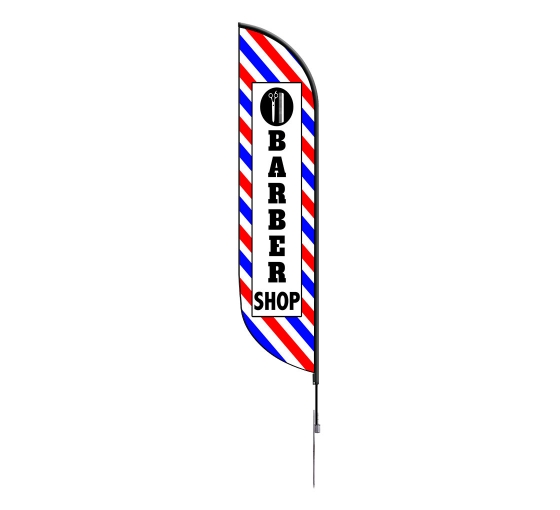 Pre-Printed Barber Shop Feather Flag
