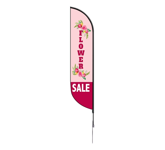 FLOWERS Florist Sale Bow Flag Tall Vertical Feather Flutter Swooper Banner Sign 