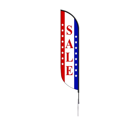 Pre-Printed Sale Feather Flag - Red, White & Blue