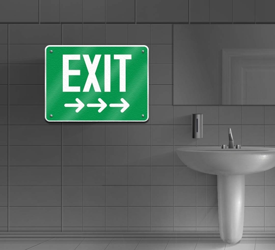 Reflective Exit Restroom Signs