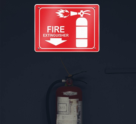 Reflective Fire Extinguisher Restroom Signs