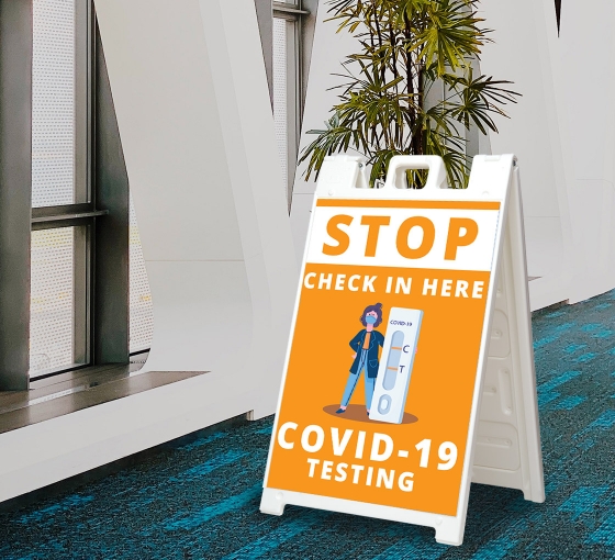 Stop Check in Here for Covid-19 Testing Signicade White