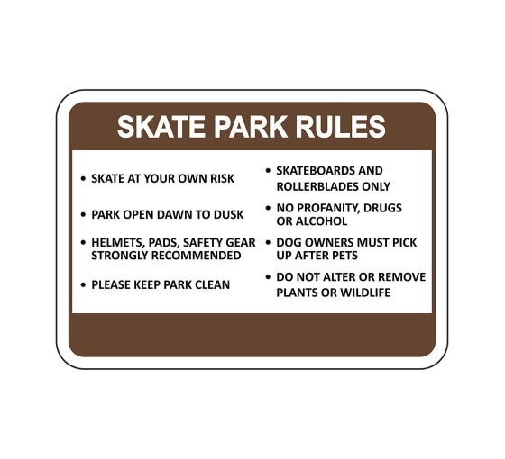 Skate Park Rules Skate At Your Own Risk Sign