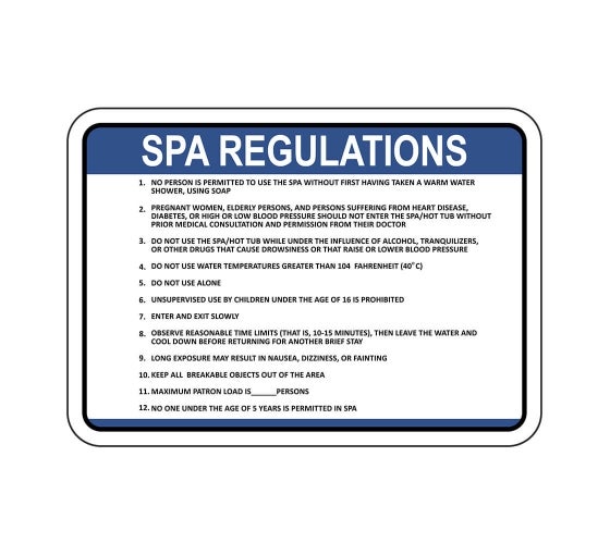 Spa Regulations Sign
