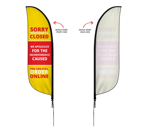 Buy Pre-Printed Temporary Closed Order Online Feather Flag