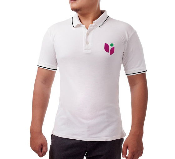 Men's White Cotton Polo Shirt - Embroidered
