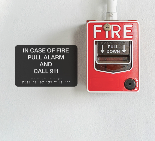 Buy In Case of Fire Pull Alarm Braille Sign & Get 20% Off