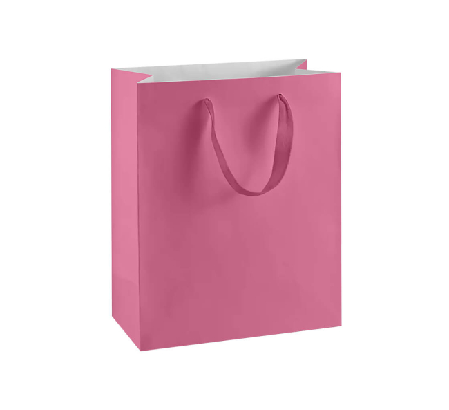 Matte Black Paper Bags, Euro Totes with Ribbon Handle