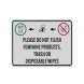 Please Do Not Flush Feminine Products Aluminum Sign (Reflective)
