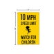 10 MPH Speed Limit, Watch For Children Corflute Sign (Reflective)