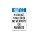 Notice No Drugs Alcohol Decal (Non Reflective)