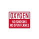 Oxygen No Smoking, No Open Flames Decal (Non Reflective)