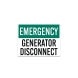 OSHA Emergency Generator Disconnect Decal (Non Reflective)