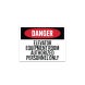 OSHA Danger Elevator Equipment Room Decal (Non Reflective)