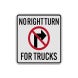 No Left Or Right Turn For Trucks Aluminum Sign (Diamond Reflective)