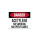 OSHA Acetylene No Smoking No Open Flames Aluminum Sign (Non Reflective)