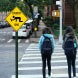Student Xing with Drunk Student Crossing Symbol Aluminum Sign (Non Reflective)