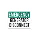 OSHA Generator Disconnect Aluminum Sign (Non Reflective)