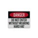 Korean Do Not Enter Without Hard Hat Decal (Reflective)